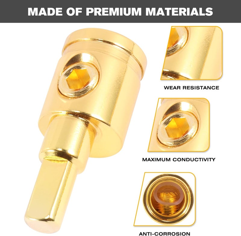 Asooll 4/0 Gauge Wire Reducer 2pcs Power-Cable Terminals Amp Input Wire Reducer Adapter Brass Nickel Plated for Boat Car RV - Image 3